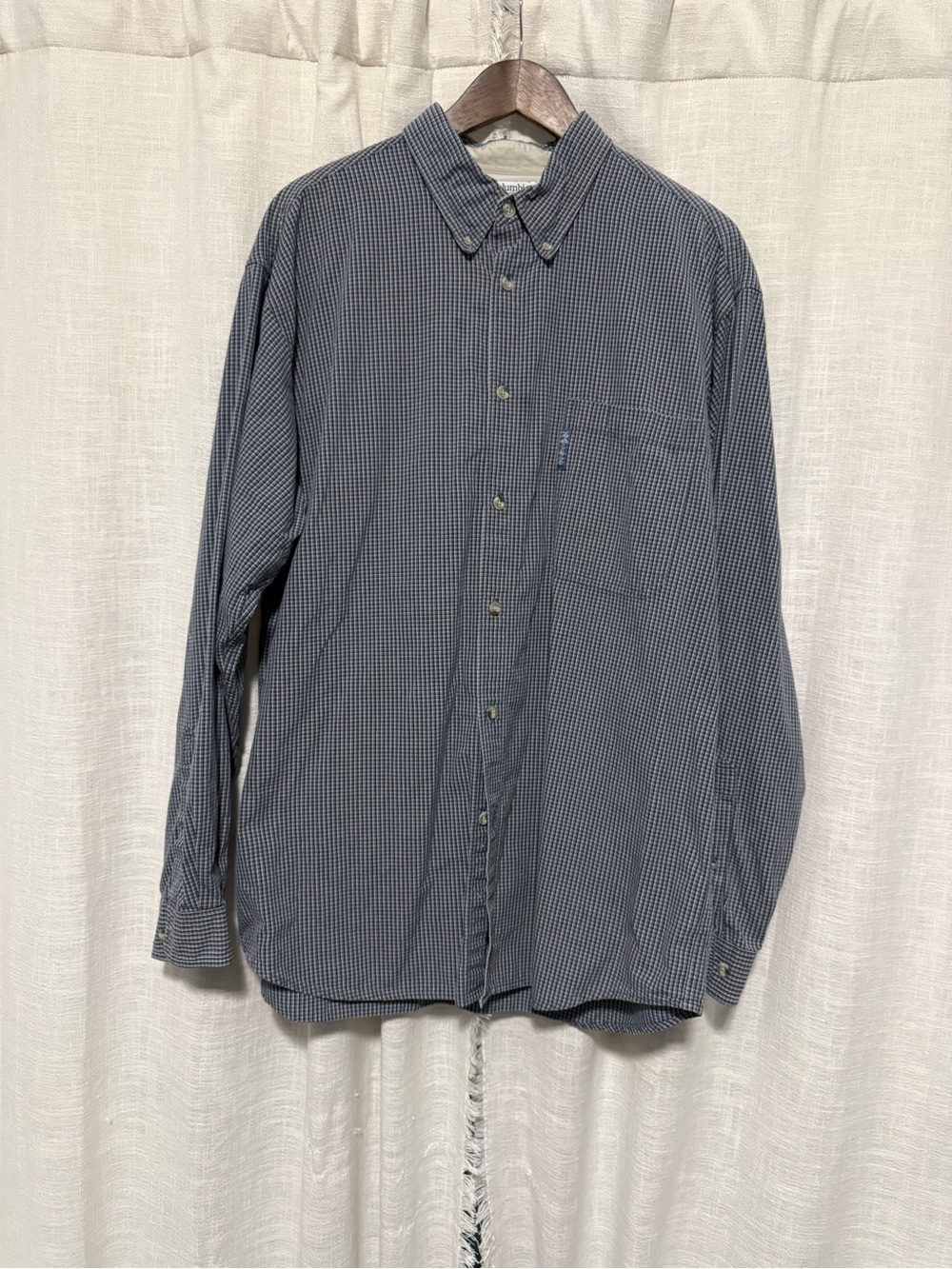 Men's Slim-Fit Navy Micro-Check Button-Down Shirt